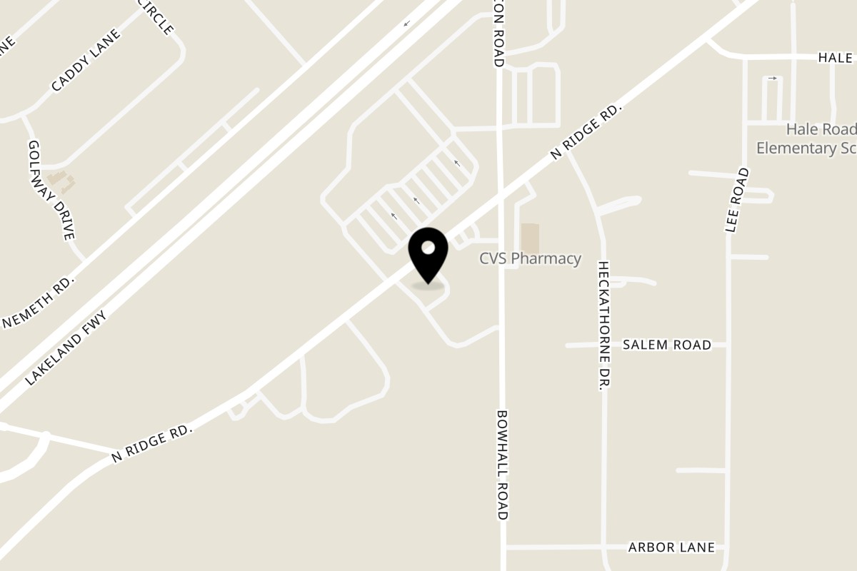 Map showing the location of Red Creek Bar & Grill on 1820 N Ridge Rd in Painesville